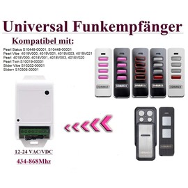 Receiver Compatible with Sommer Pearl Twin S10019-00001, Slider Vibe S10202-00001, Slider+ S10305-00001 Remote Controls 2-Channel 434-868Mhz 12-24 VAC/DC Radio Receiver