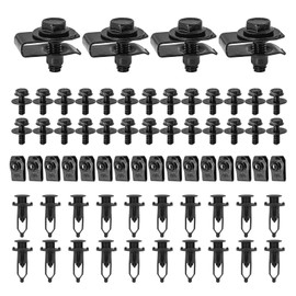 Kewucn 70 PCS Engine Under Cover Splash Shield Guard Body Bolts, Universal Bumper Fender Liner Push Retainer Fastener Rivet Clips and Extruded U-Nuts Kit, Compatible with Most Cars