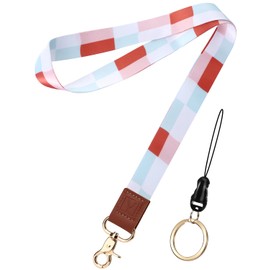 YAVVOZH Lanyard for Keys, Soft Key Lanyard for Women, Neck Keychain Lanyard for Id Badges Phone, Plaid Orange
