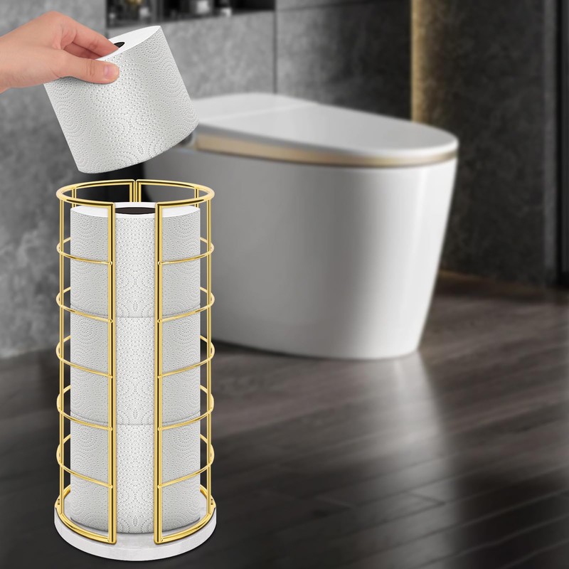 NearMoon Toilet Paper Organizer Stand, Free Standing 3 Rolls Tissue