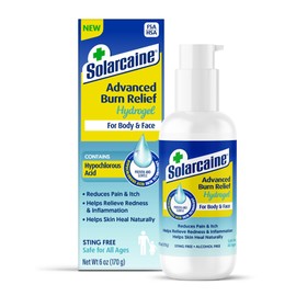 Solarcaine Hidrogel refrescante avanzado con ácido hipocloroso, gel de 6 onzas, gel refrescante para después del sol y quemaduras, alivia las molestias, la picazón y el enrojecimiento, sin picaduras, sin alcohol, para cuerpo y cara