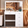 Yamissi Modern 5 Drawers Vanity Makeup Table with 11 Led