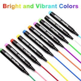 YullTaiy Liquid Chalk Markers for Acrylic Calendar Planning Board, Dry Erase Board Whiteboard, Glass, Mirror, 1mm Fine Points, Easy Wet Erase (10 Color)