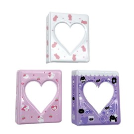 JZK 3PCS 3 Inch instant instax camera photo album, 36 pockets 6x9cm kpop idol mini photocard photo card holder, heart shape portable small picture album book for photo collection