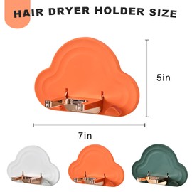 Gadoutcover Hair Dryer Holder,Blow Dryer Wall Mount for Hair Dryer Hook with Plug&Cord Organizer Self Adhesive for Cabinet Bathroom (Orange)