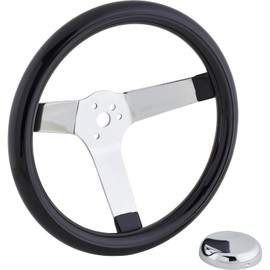 Classic Solid Spoke Black Steering Wheel, 12 Inch