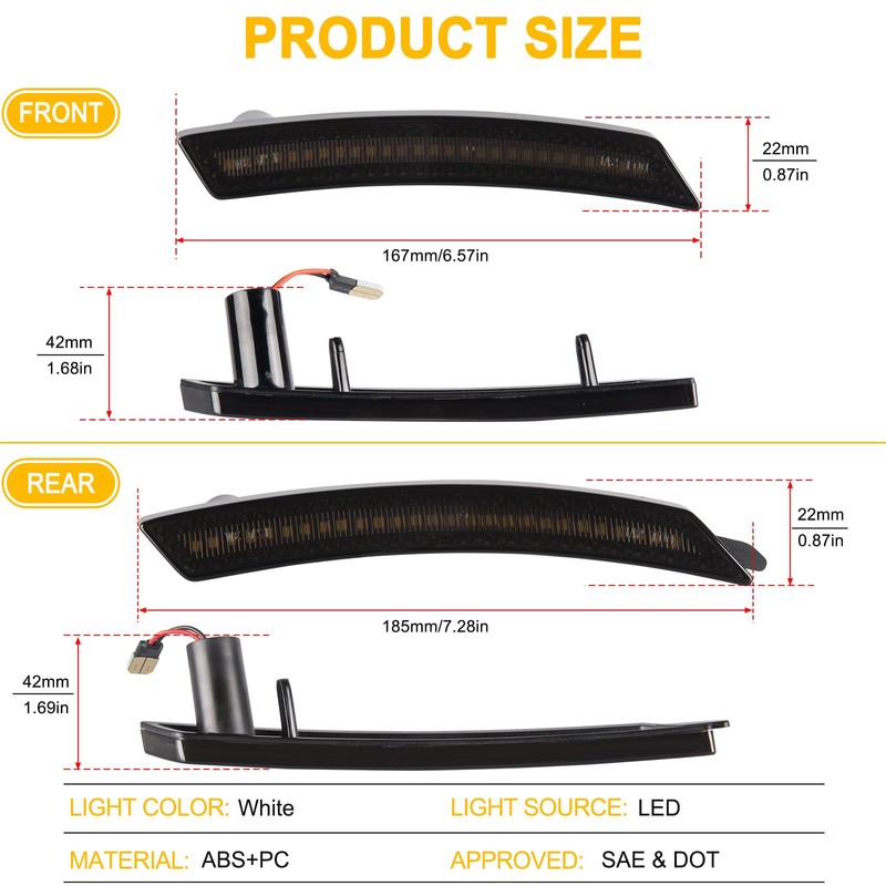Gempro LED Side Marker Lights Front Rear Fender Marker Lamps