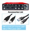 USB Audio Interface, Red 24-Bit/192kHz Plug & Play Recording Sound