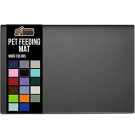 Gorilla Grip Silicone Pet Feeding Mat, Waterproof, 23x15, Easy Clean in Dishwasher, Raised Edges to Prevent Spills, Dogs and Cats Placement Tray to Stop Food and Water Bowl Messes on Floor, Charcoal