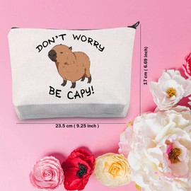 Capybaras Makeup Bag Animals Theme Gift Funny Don’t Worry Be Capy Makeup Bag Animal Parody Gift Capybaras Animal Lover Gift (U.Be Capy)