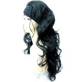 Forever Young Ladies Extra Long Black Wavy Style Half Wig