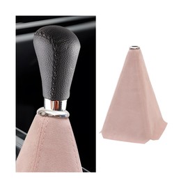 BESULEN Car Shift Boot Cover, Leather Shift Knob Dust Cover, Manual/Auto Shifter Boot Sleeve Replacement, Handbrake Gaiter Boot Dust Cover Car Interior Accessories (Pink)