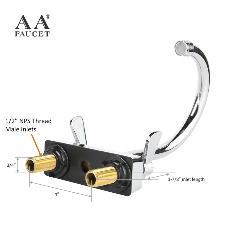 AA Faucet 4" Deck Mount Commercial Bar Sink Faucet with