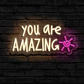 You Are Amazing Neon Sign Wall Decor for Bedroom Class Room Bar Pub Club Nursery Hanging,Dimmable USB Pink Led Light for Wedding Birthday Party Women Christmas Gifts