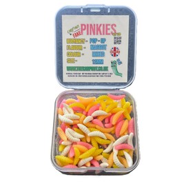 Artificial Pop Up Flavour Infused Mixed Colour PINKIE Maggots for Carp and Coarse Fishing 12mm x120 (Multicoloured)