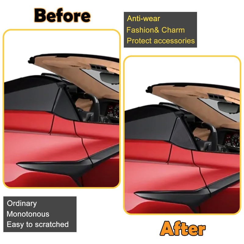 Carbon Fiber Rear Side Window Louver Cover Trim Compatible with