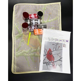 Latch Hook Rug Kit for Adults Red Cardinal Crocheting Carpet Rug Yarn Sofa Cushion Mat Tapestry DIY Carpet Arts Crafts,20.5X15 Inch