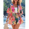 SOLY HUX Women's Summer 2 Piece Outfits Tropical Print Open