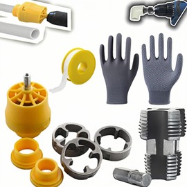 Electric Drill Compatible PVC Pipe Threader Kit, PVC Pipe Threader with 3 Dies, 1/2", 3/4", 1",PVC Thread Maker Tool for Electric Drill - Plastic Pipe Tap Die Set, Pipe Threader Kit (Set A+B)