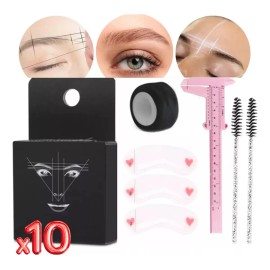 Kit Regla Vernier Hilo Entintado Cejas Plantillas Cepillo F