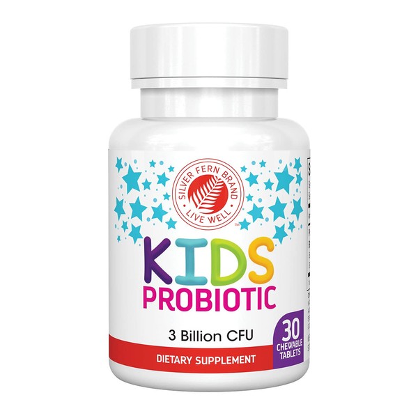 Silver Fern Brand Kids Ultimate Probiotic - 1 Bottle - 30 Chewable Tablets - Sugar & Gluten Free - Children's Dietary Supplement - DNA & Survivability Verified - Digestive & Immune Support