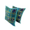2 Yellow Embroidery Sequin Patchwork Indian Sari Throw Pillow Cases