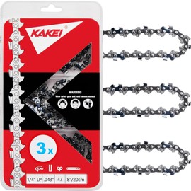 KAKEI 8 Inch Chainsaw Chain 1/4" LP Pitch .043" Gauge 47 Drive Links (3 Chains)