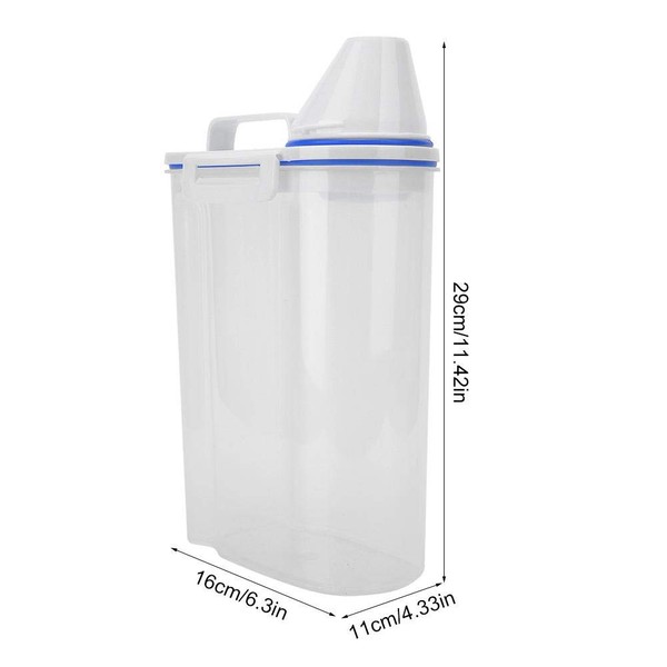 2Pcs Thick Plastic Insect Prevention Rice Box Moisture Proof Flour Storage Bin with Measuring Cup Kitchen Food Storage Container Large Capacity 2kg