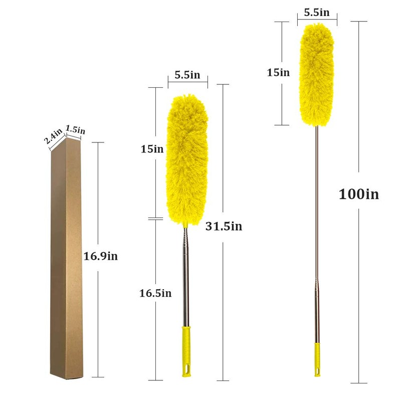 DELUX Microfiber Feather Duster Extendable Cobweb Duster with 100 inches