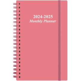 2024-2025 Monthly Planner - July 2024 - December 2025, Two Pages Per Month, 18 Monthly Calendar/Planner with Tabs, Strong Twin-Wire Binding, Inner Pocket, 3.75" x 6.5", Pink
