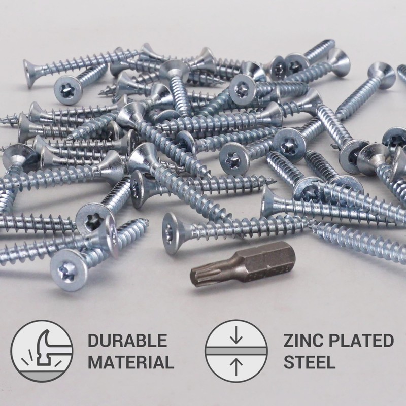 SKIR'CO (50 pcs) Zinc Plated Steel Wood Screws 5.0 x