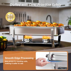 WARMOUNTS Chafing Dishes for Buffet (9QT, 2 Pack) - Easy Assembly, Food-Grade Stainless Steel Chafers for Catering w/Rolled Edge Design, Foldable Frame, for Party, Banquet (Full Size Food Pan)