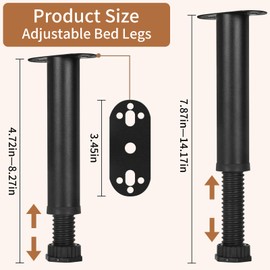 Storify 8Pcs Metal Adjustable Height Bed Support Legs for Bed Frame Metal Adjustable Furniture Legs for Sofa/Cabinet/Couch/Dresser/Table,Heavy Furniture Replacement Legs 7.8-14.1 inch