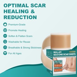 Silicone Scar Sheets, Silicone Scar Tape(1.6"x 79"), Professional Scar Removal Treatment, Reusable Silicone Scar Strips for Keloids, Surgeries Scars, C-sections, and Burns
