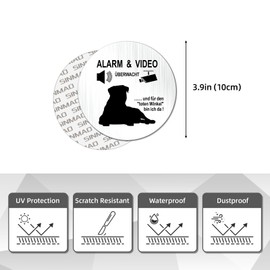 SINMAO Alarm and Video Surveillance Sign 10 cm Video Surveillance Dog Sign Sticker Aluminium Sticker x 1 Piece
