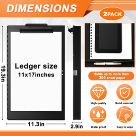Chivertion 2 Pcs 11 x 17 Inch Aluminum Clipboard with Storage Metal Clipboard High Capacity Clip for Student Teacher Nurse, Black