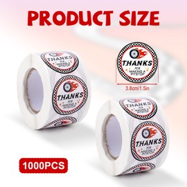 1000uds Pegatinas de Coche Carreras, 3,8cm Autoadhesivas Redondas Agradecimiento Pegatinas de Coche Carreras para Fiestas Cumpleaños para Hombres Regalo Decoración