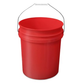 EconoHome 5-Gallon Red Bucket Pail Container Without Lid | Metal Handles with Plastic Grip for Easy Carrying | Easy Stack and Store | Heavy-Duty Extra Durable | Food Grade | BPA Free - 2 Pack