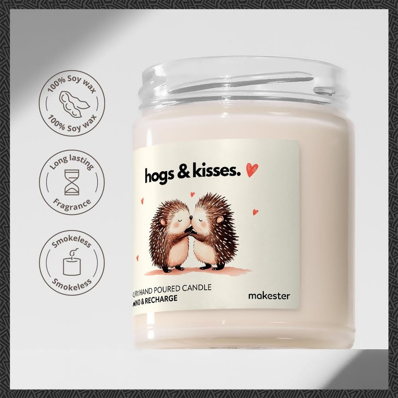 Hedgehog Gifts - Luxury Soy Wax - Vanilla, Jasmine, Sugared
