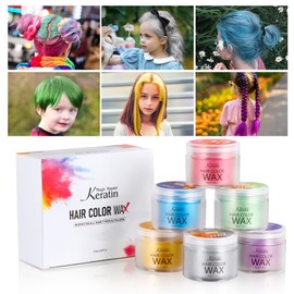 Hair Colour Wax, Magic Master Keratin Temporary Hairstyle Cream Instant Coloured Tone for Men and Women Party, Festival, Cosplay (6 Colours) (6 Colours)