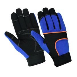 COLOURLINX Safety Work Gloves Gardening Working Gloves Mens Women Mechanic Construction Utility Flexible Padded Palm Protection Breathable Builder Multi-Functional (Blue, L)