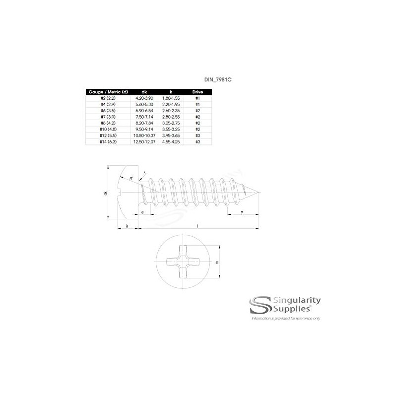 No.6 x 1.25 (3.5mm x 32mm) Pozi Pan Self-Tapping Screw