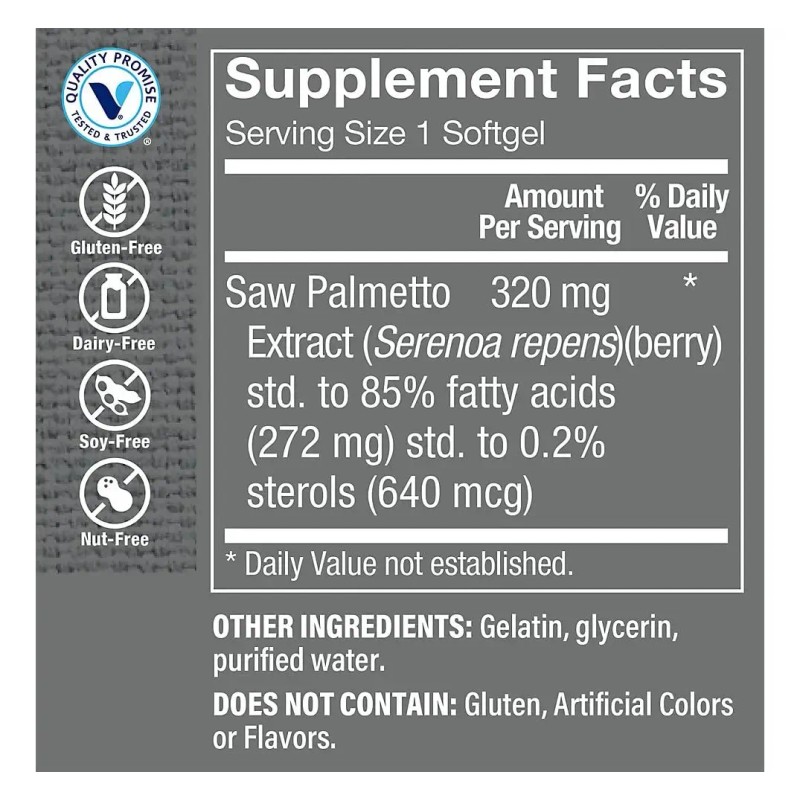 The Vitamin Shoppe Saw Palmetto Extracto 320 100 Softgels