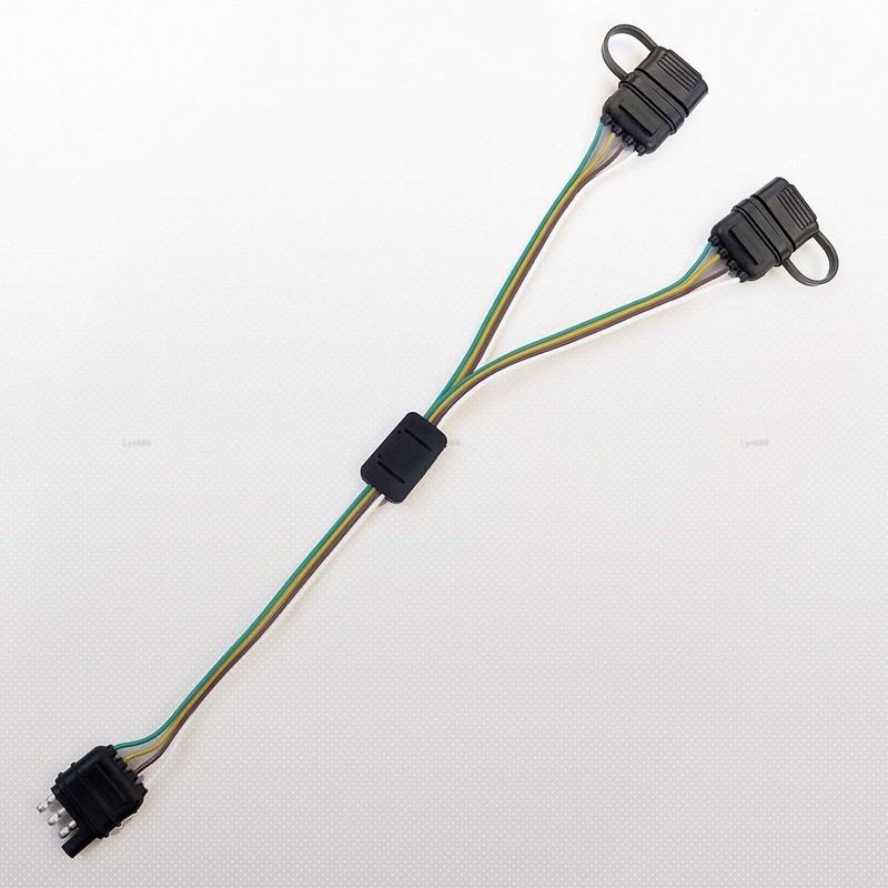 Trailer Wiring Harness Universal 4 Way Flat Y-Splitter Plug and