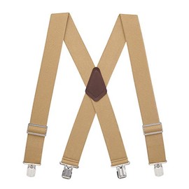 Suspender Store 2-Inch Wide Low-Stretch Logger Suspenders - Sturdy Pin Clip - 54" for 6'1" to 6'5" tall - Tan
