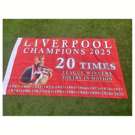 Liverpool Champions Flag, Large Liverpool 2025 Champions Flag, Liverpool Flags 20 Times, Liverpool Football League Champs Banner, Outdoor Decor for Liverpool Fans, Football Gifts
