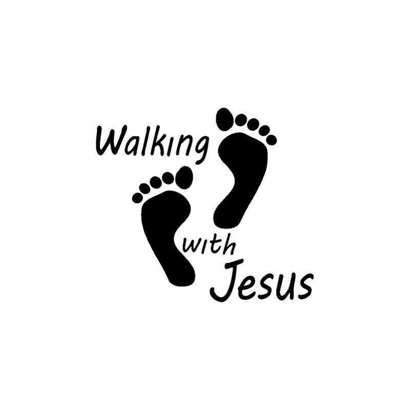Walking with Jesus Footprints Vinyl Decal Sticker Christian God Church