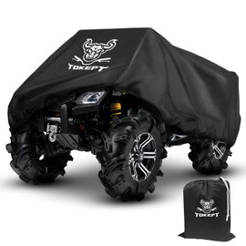 Tokept ATV Cover, Heavy Duty Black Waterproof Oxford Fabric Protective 4 Wheeler Quad Cover for 82" Kawasaki Honda Polaris Yamaha (82''L x 47''W x 45''H)
