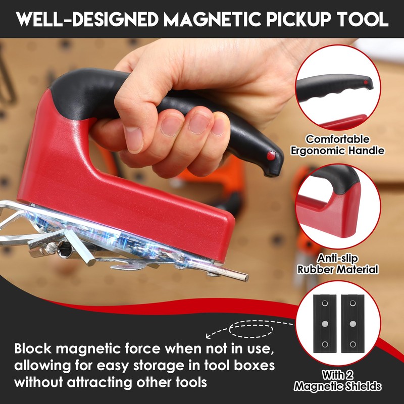 100 Lb Magnet with Handle, Powerful Magnetic Pickup Tool with