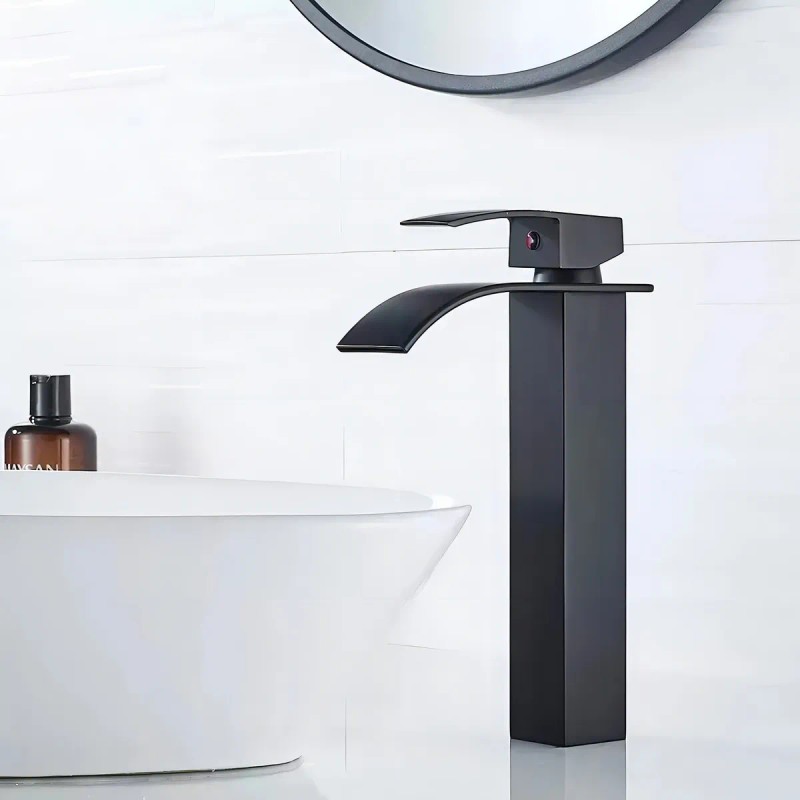 Grifería Banna Negra Monomando Lavabo De Mesada Con Mangueras Incluidas